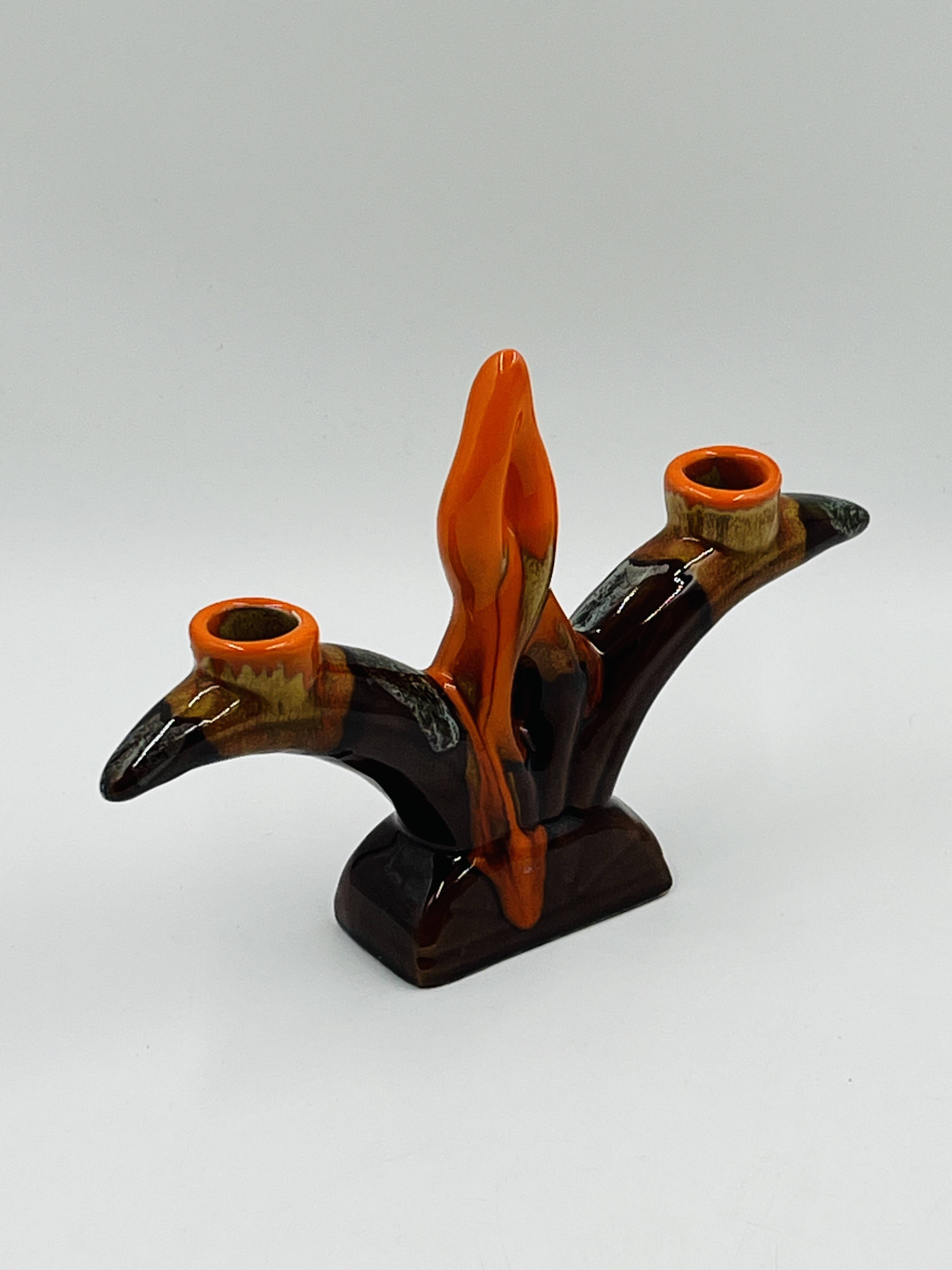 Double candlestick Vallauris Fontaine de Vaucluse vintage ceramic