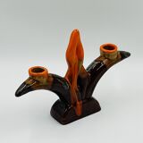 Double candlestick Vallauris Fontaine de Vaucluse vintage ceramic