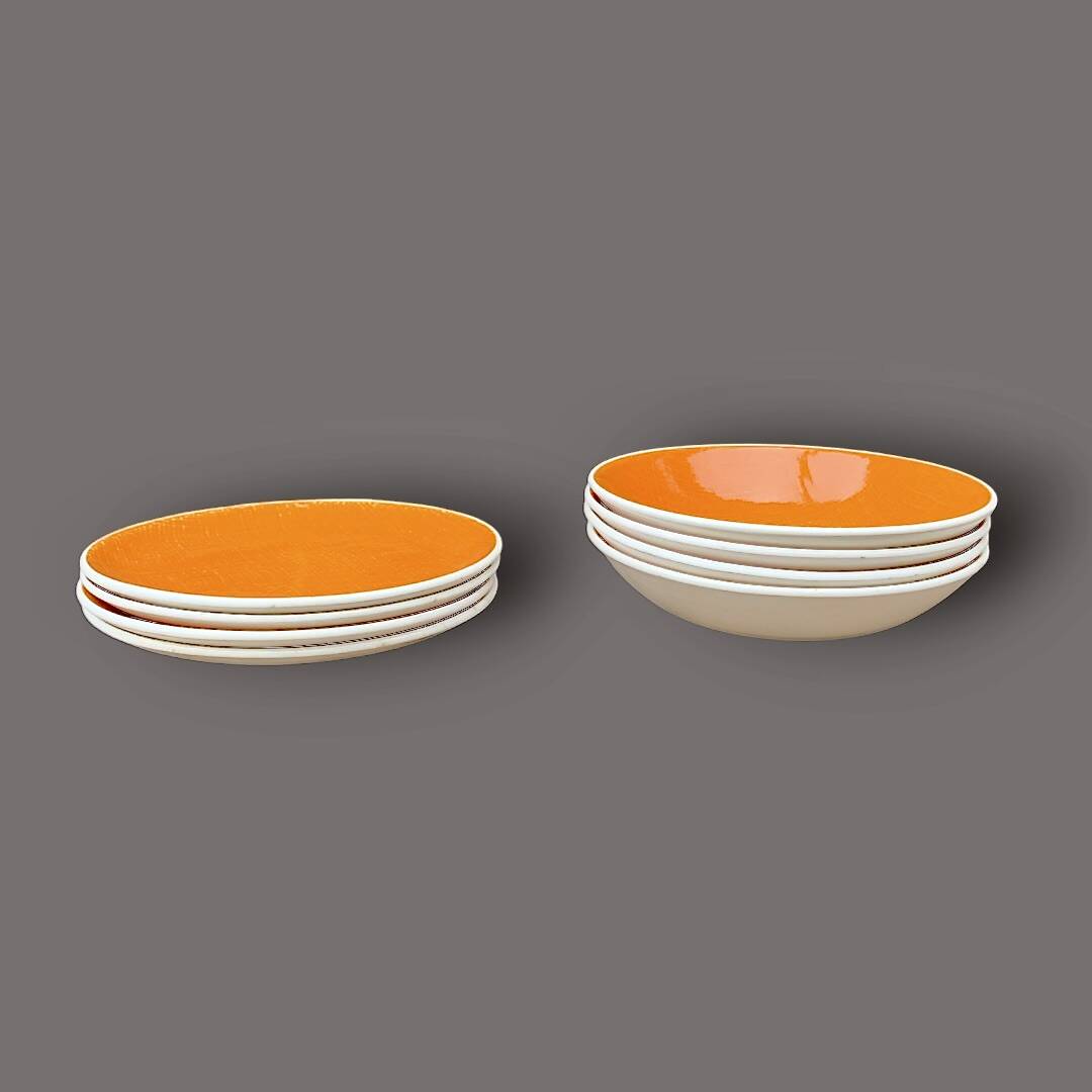 Set of 8 vintage Salins plates – Deauville Corail model