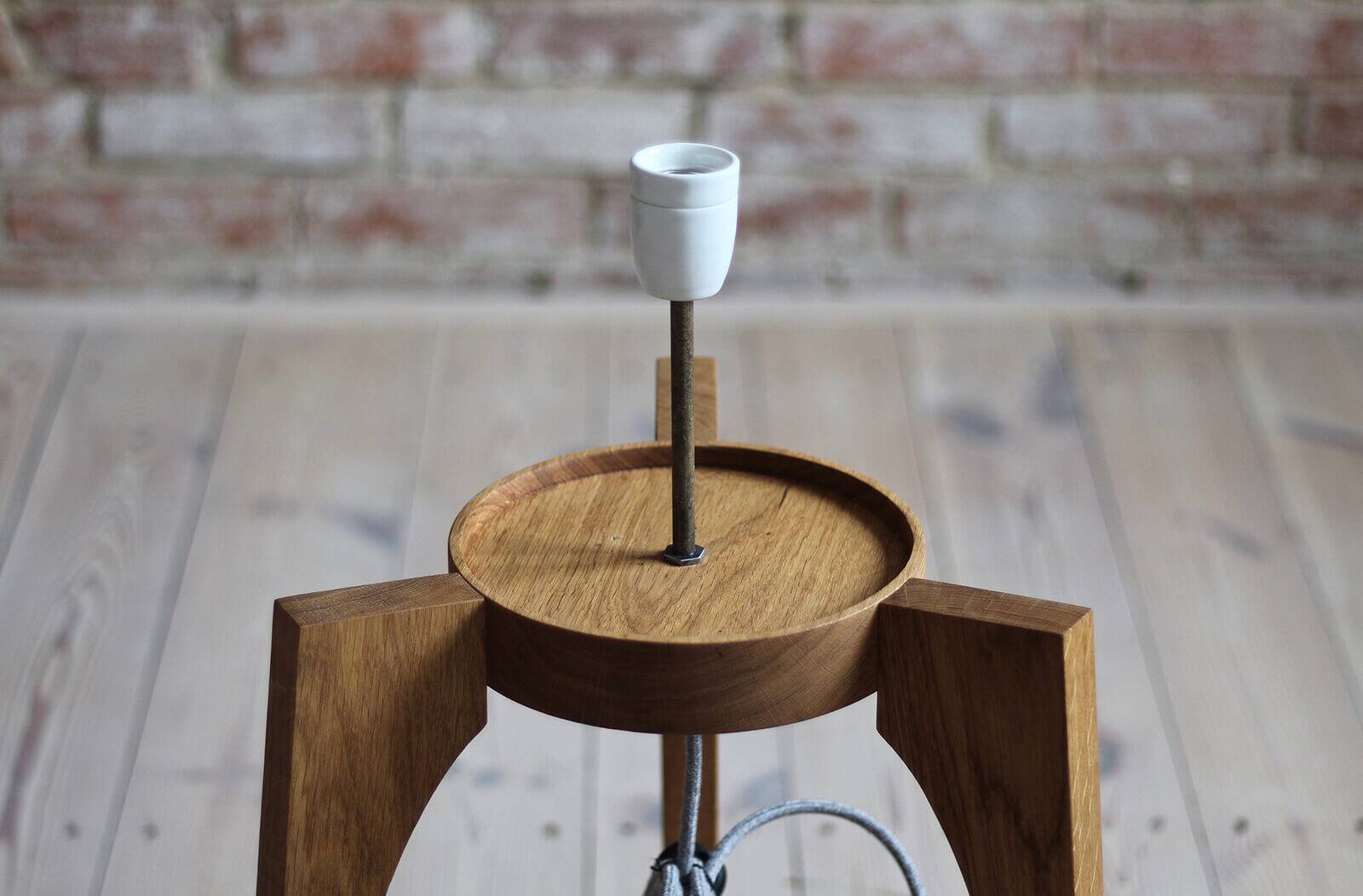 Floor Lamp, White Glass Lampshade, Wooden Base, Space Age, Midcentury