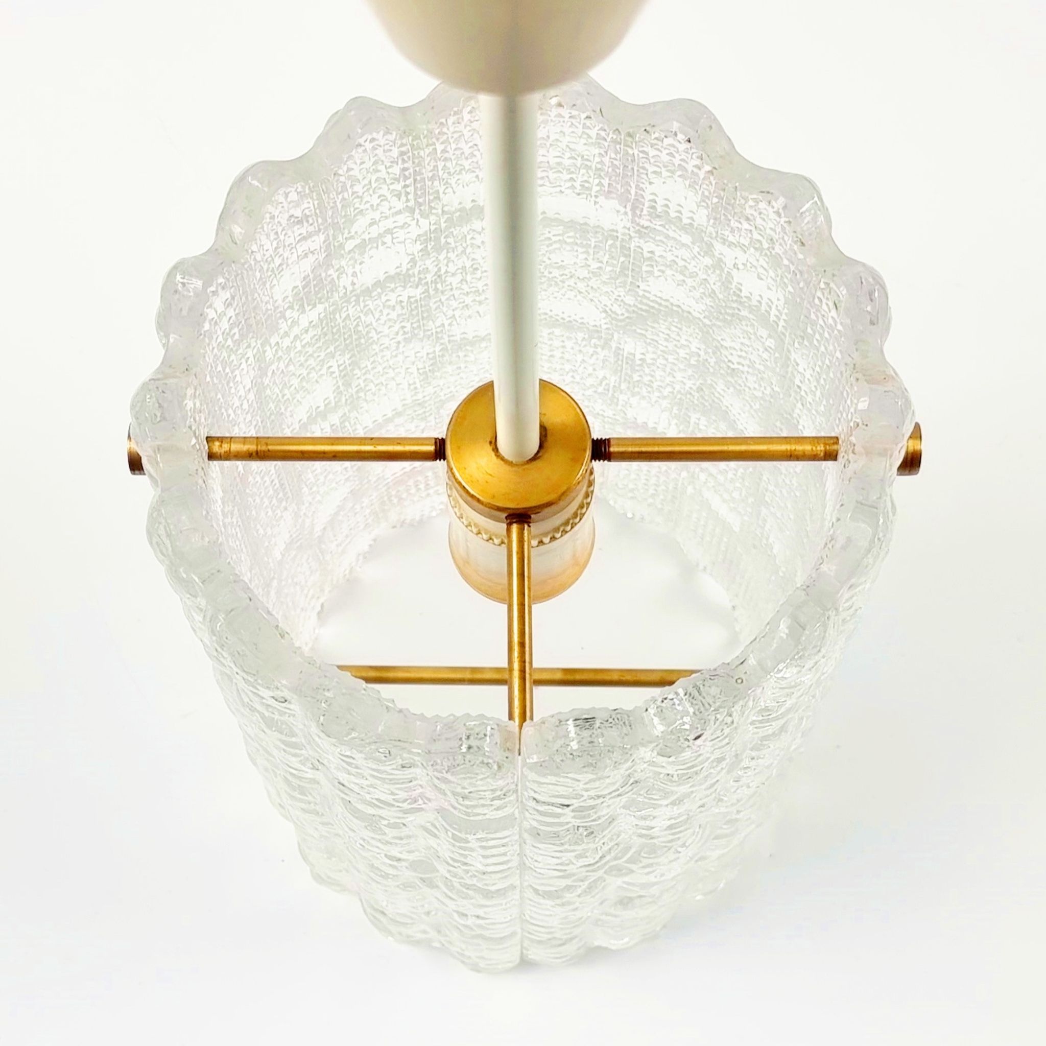 Scandinavian Brass & Glass Ceiling Light by Carl Fagerlund for Lyfa & Orrefors, 1960s