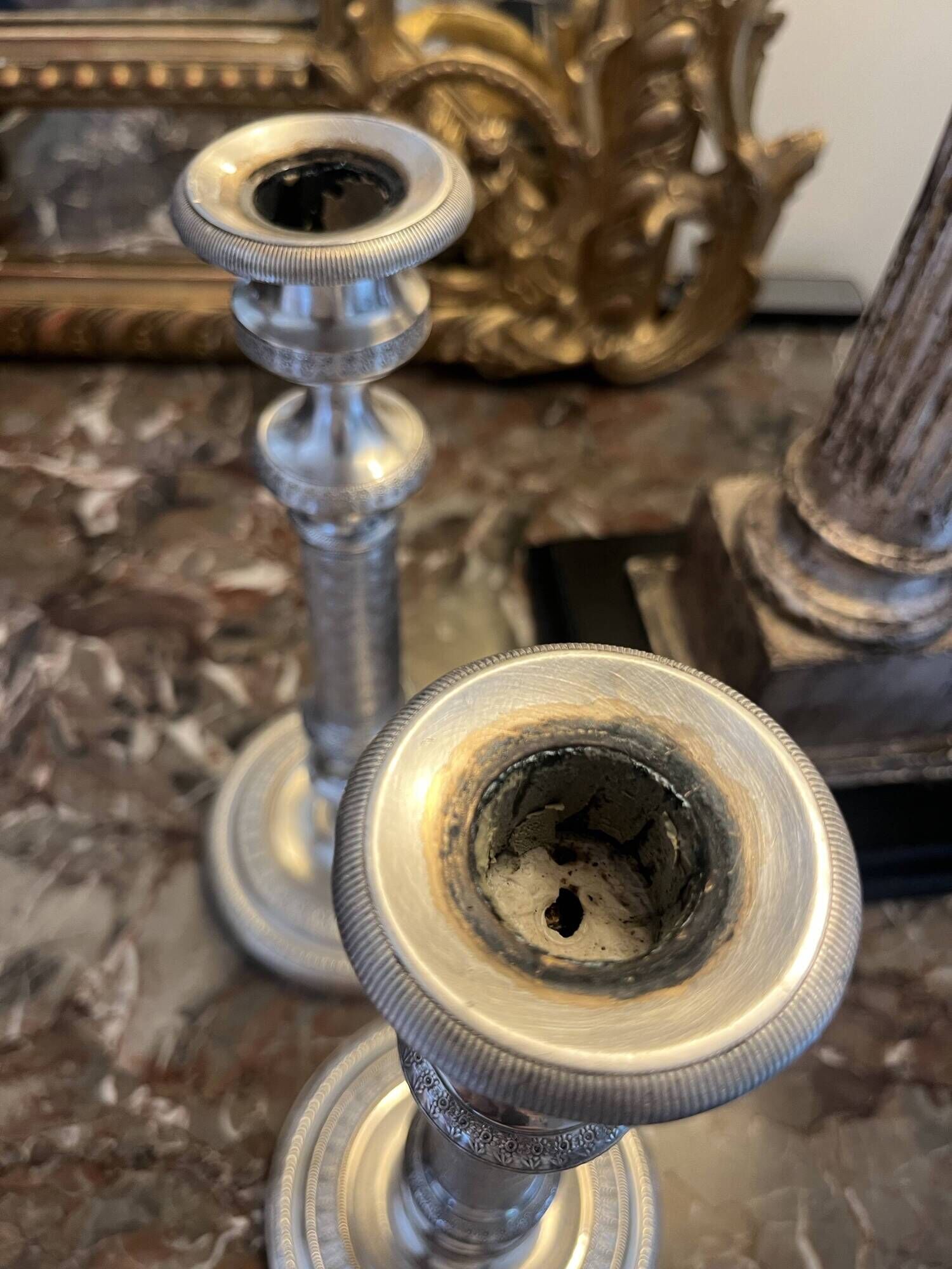 No metal, silvered torches.