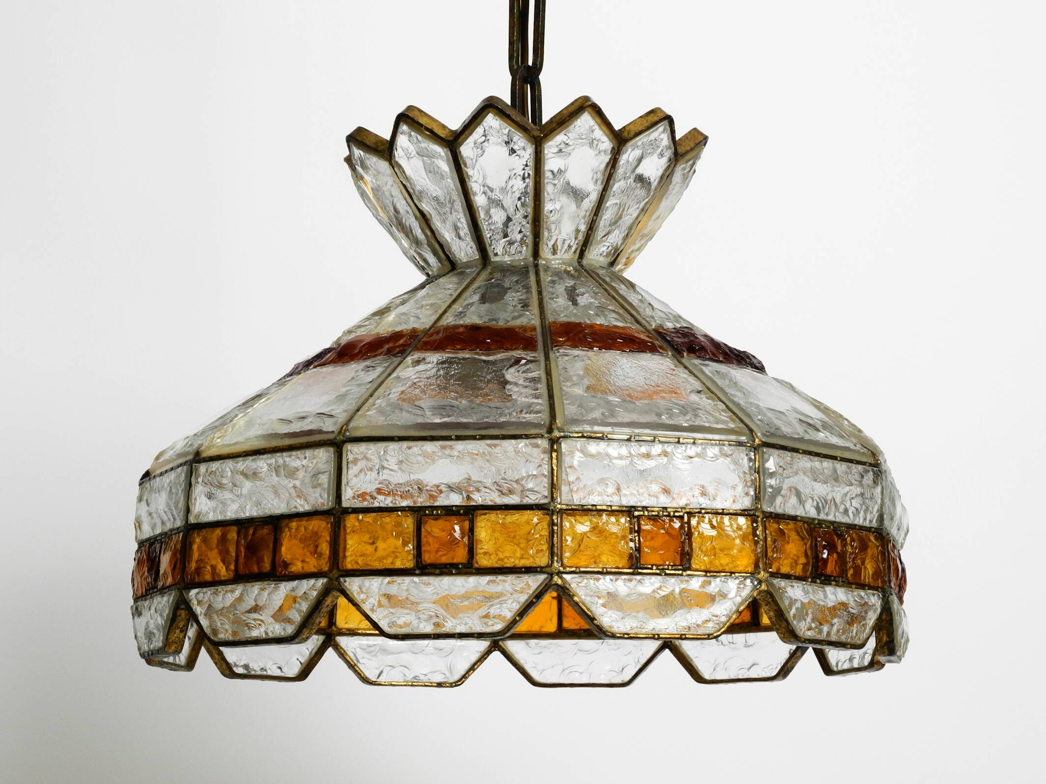 Beautiful large heavy 1960s Italian PoliArte glass ceiling lamp | Ø 52cm