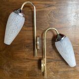 Pair of 50s gold and speckled globe wall lights