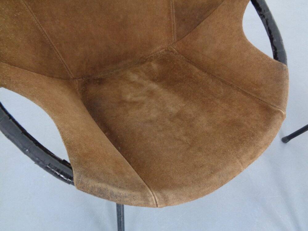 Set of vintage suede lounge chairs from Lusch, Germany, 1960s.