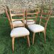 Lot de 4 chaises vintage en chêne blond et assise beige