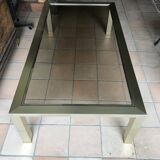 Smoked glass and brass coffee table