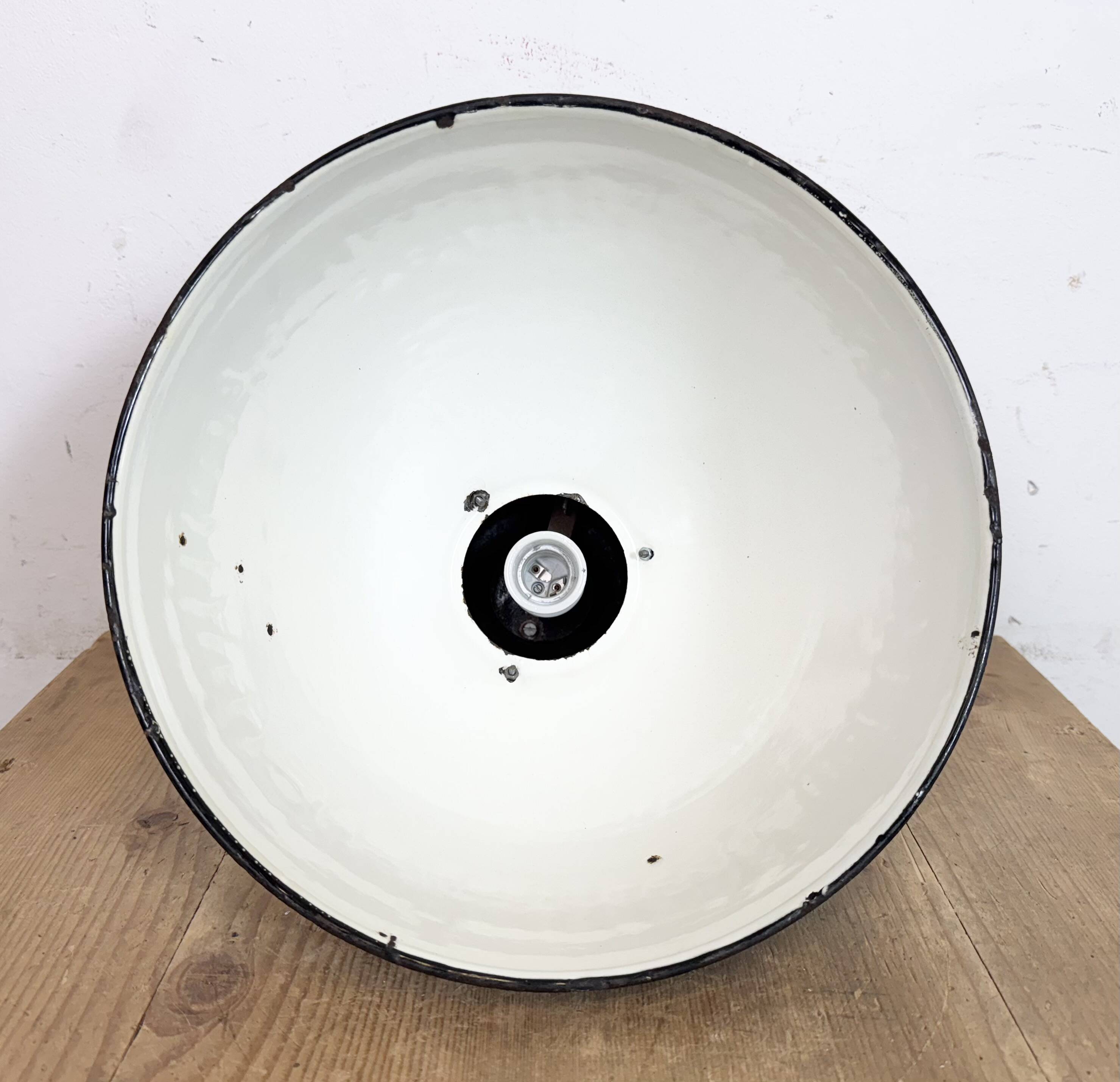 Industrial Bauhaus Black Enamel Pendant Light, 1930s