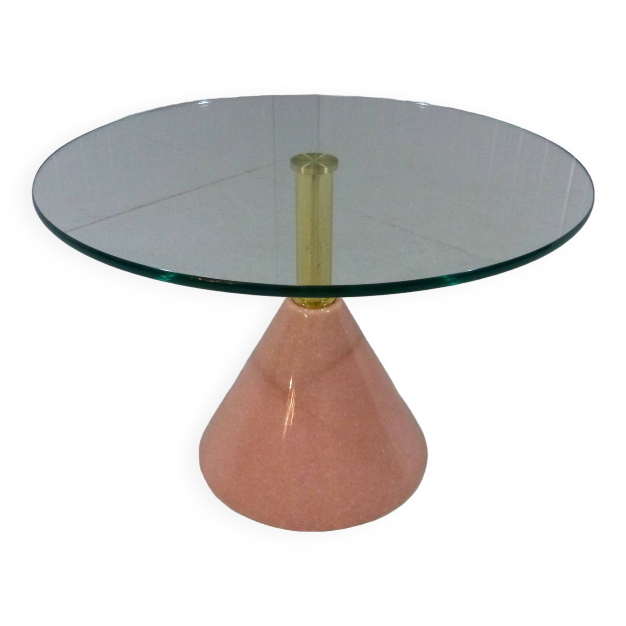 Italian Memphis style pink natural stone & glass side table 1980’s