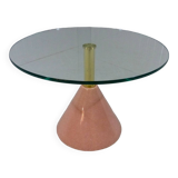 Italian Memphis style pink natural stone & glass side table 1980’s