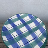 10 blue and green checked ceramic plates