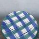10 blue and green checked ceramic plates