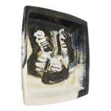 Two large abstract stoneware bowls/plates by Jeppe Hagedorn-Olsen, Denmark, 1970s.