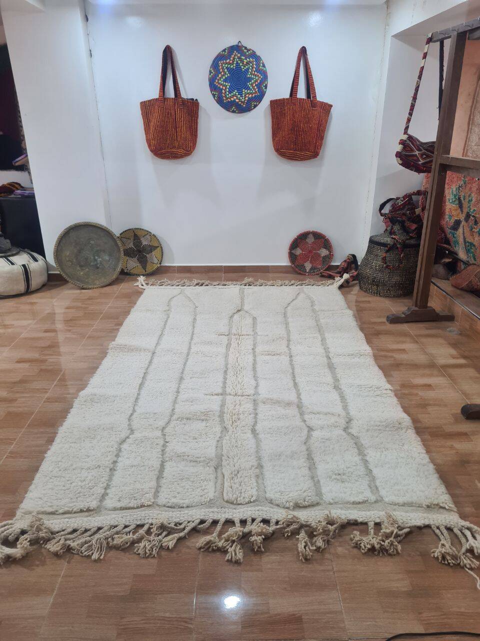 Handmade wool Berber rug 250x150 cm