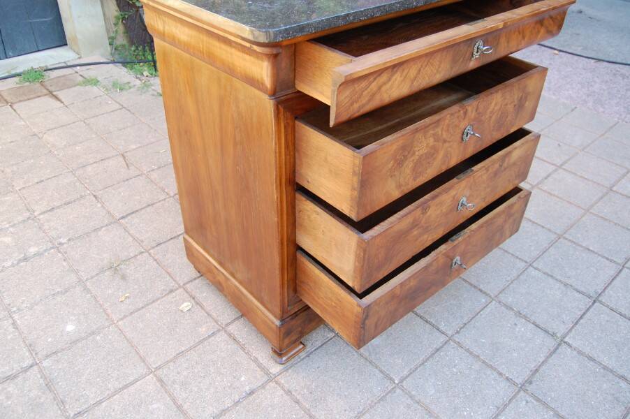 small Louis Philippe period walnut chest of drawers from the 19th century