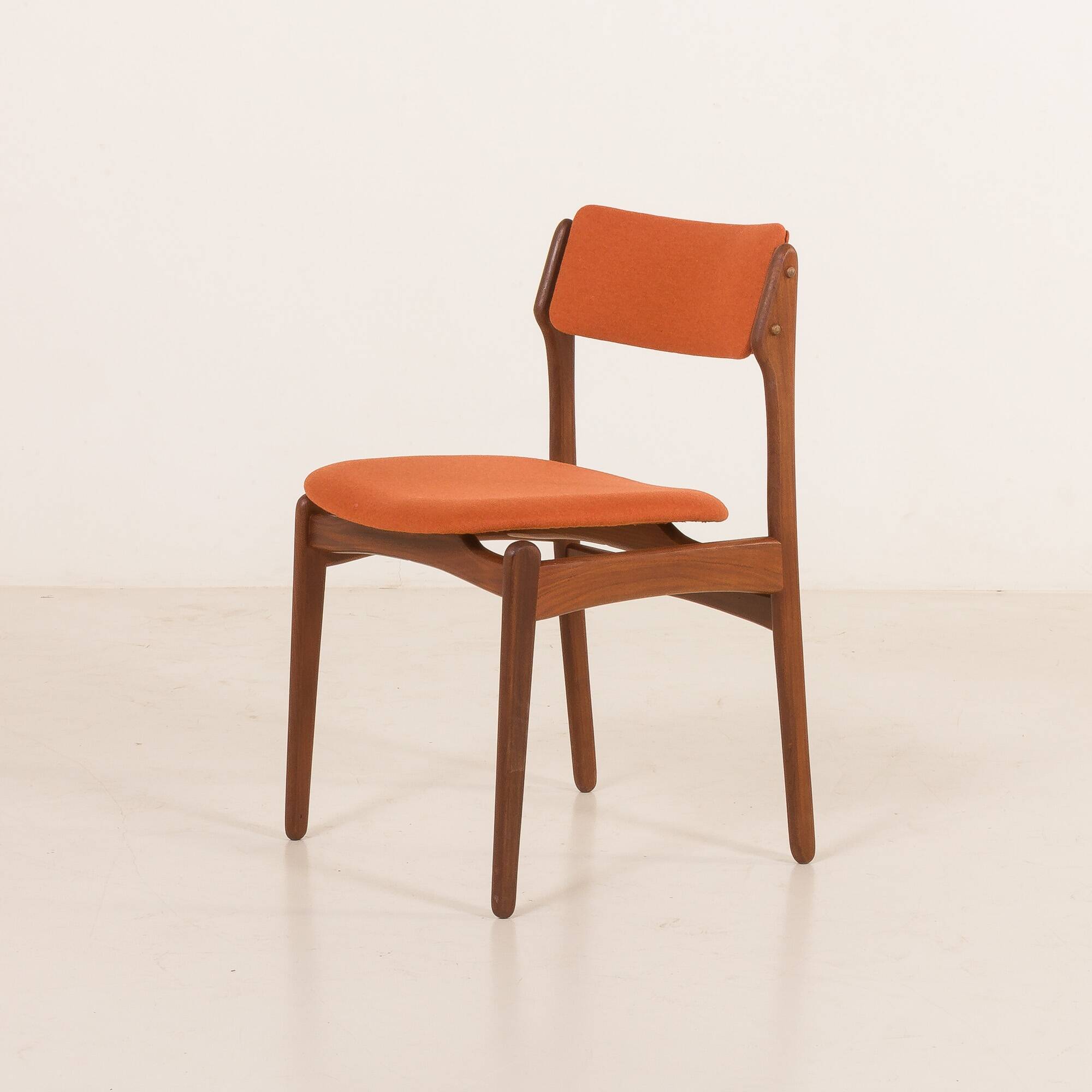 26104 Erik Buch teak and wool chairs, set of 4, Denmark, 1960s