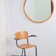 Large Mid-Century Round Pine Mirror, Denmark, 1960s