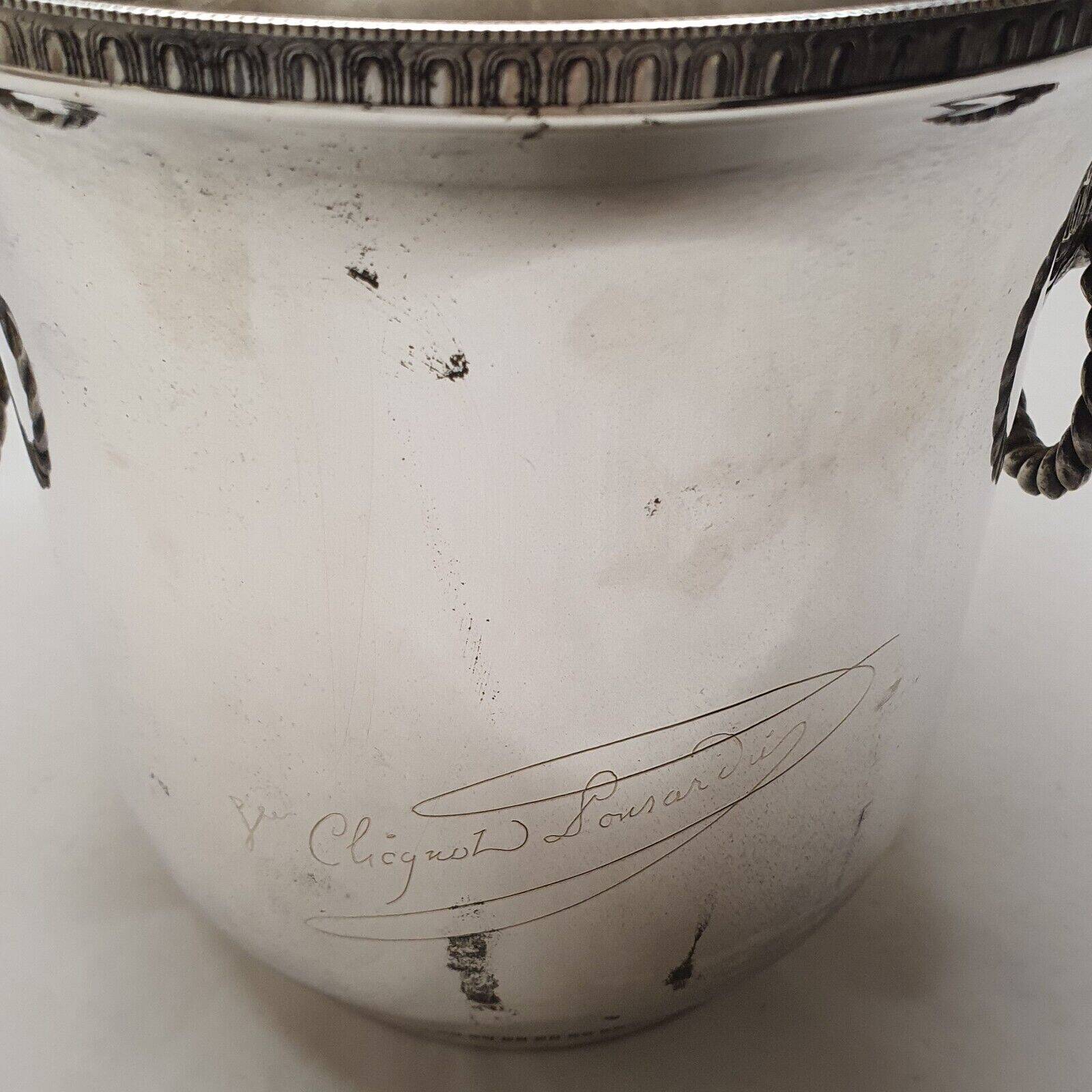 Rare silver metal champagne bucket signed veuve clicquot ponsardin lion head