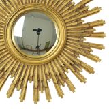 Large Gold Sun Mirror Sunburst Resine Convex 56cm