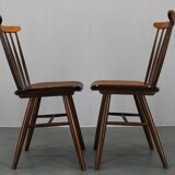 Pair of Drevounia solid beech and plywood veneer chairs, Czechoslovakia, 1970s