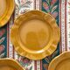 4 dessert plates in ceramic Pichon Uzes ochre yellow