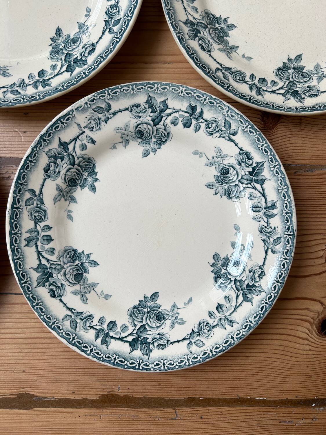 Set of 7 old flat plates