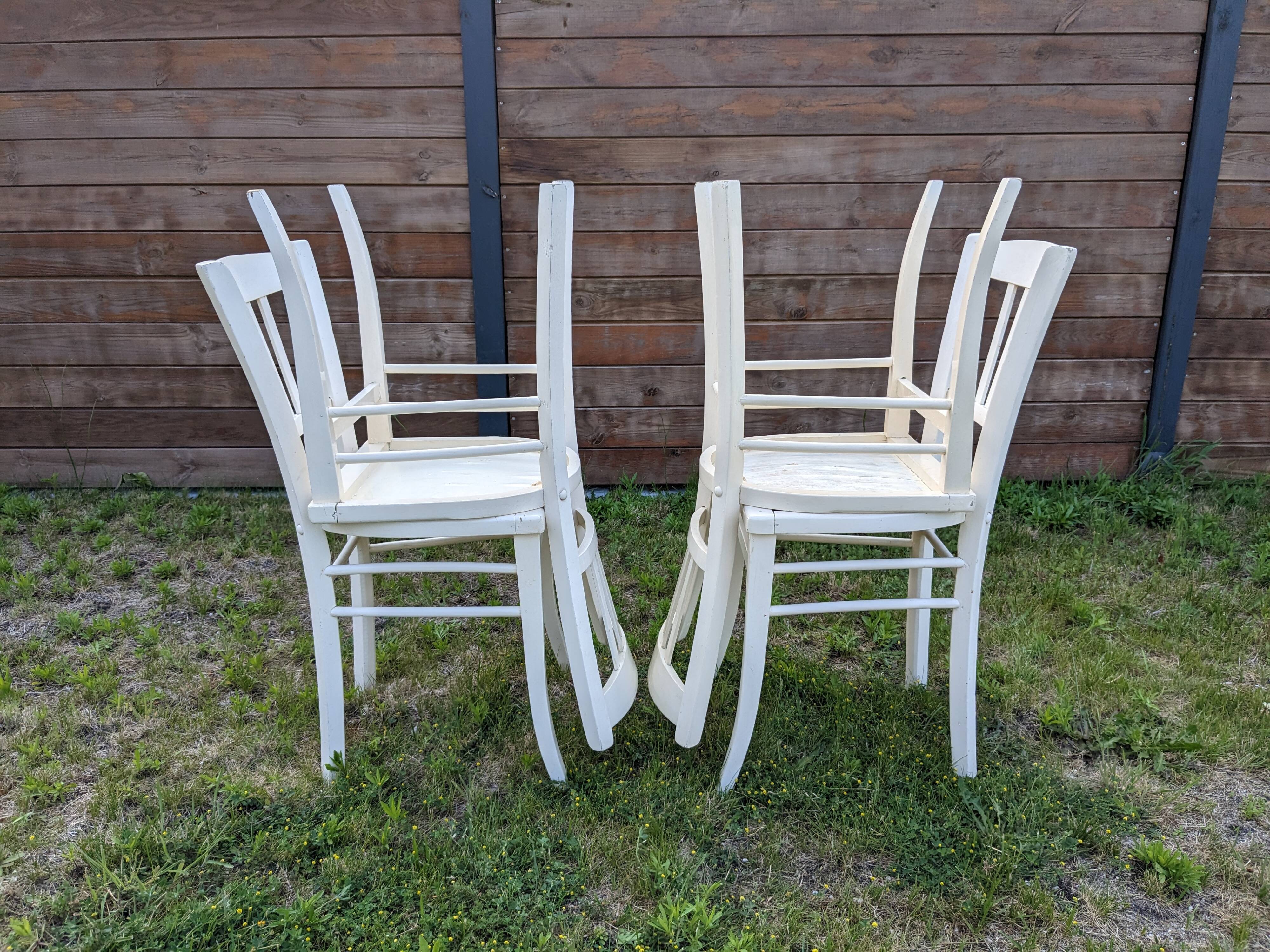 Set of 4 vintage shabby chic bistro chairs