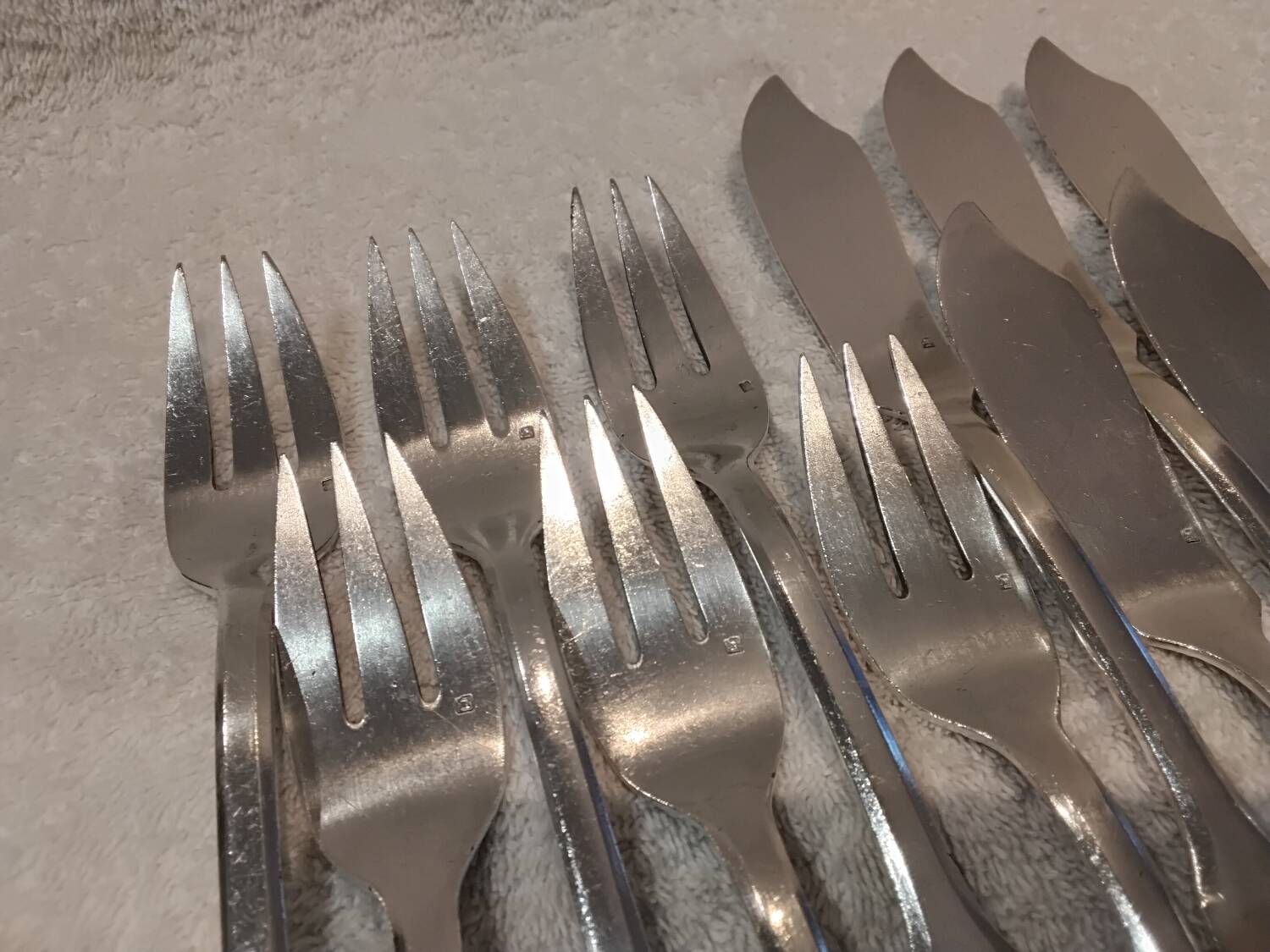 5 fish cutlery sets 11p silver plated metal goldsmith Europfelix uni-flat