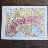 Old map of the Alps from 1928