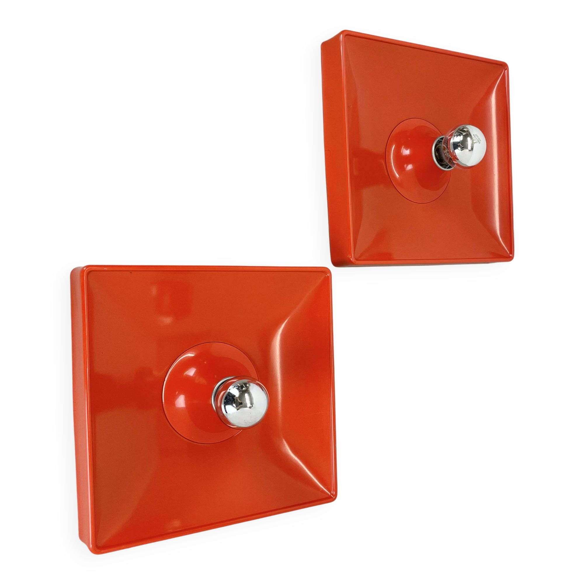 Set of 2 Cubic VERNER PANTON Style RED Wall Light by SÖLKEN Leuchten, 1970s