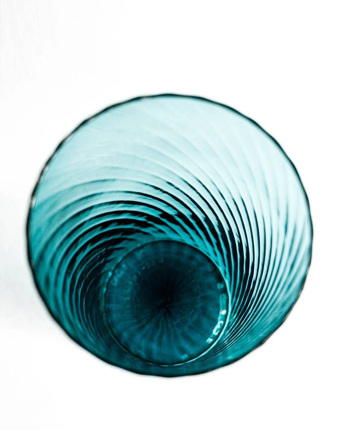 Large vintage Murano glass vase in petrol blue.