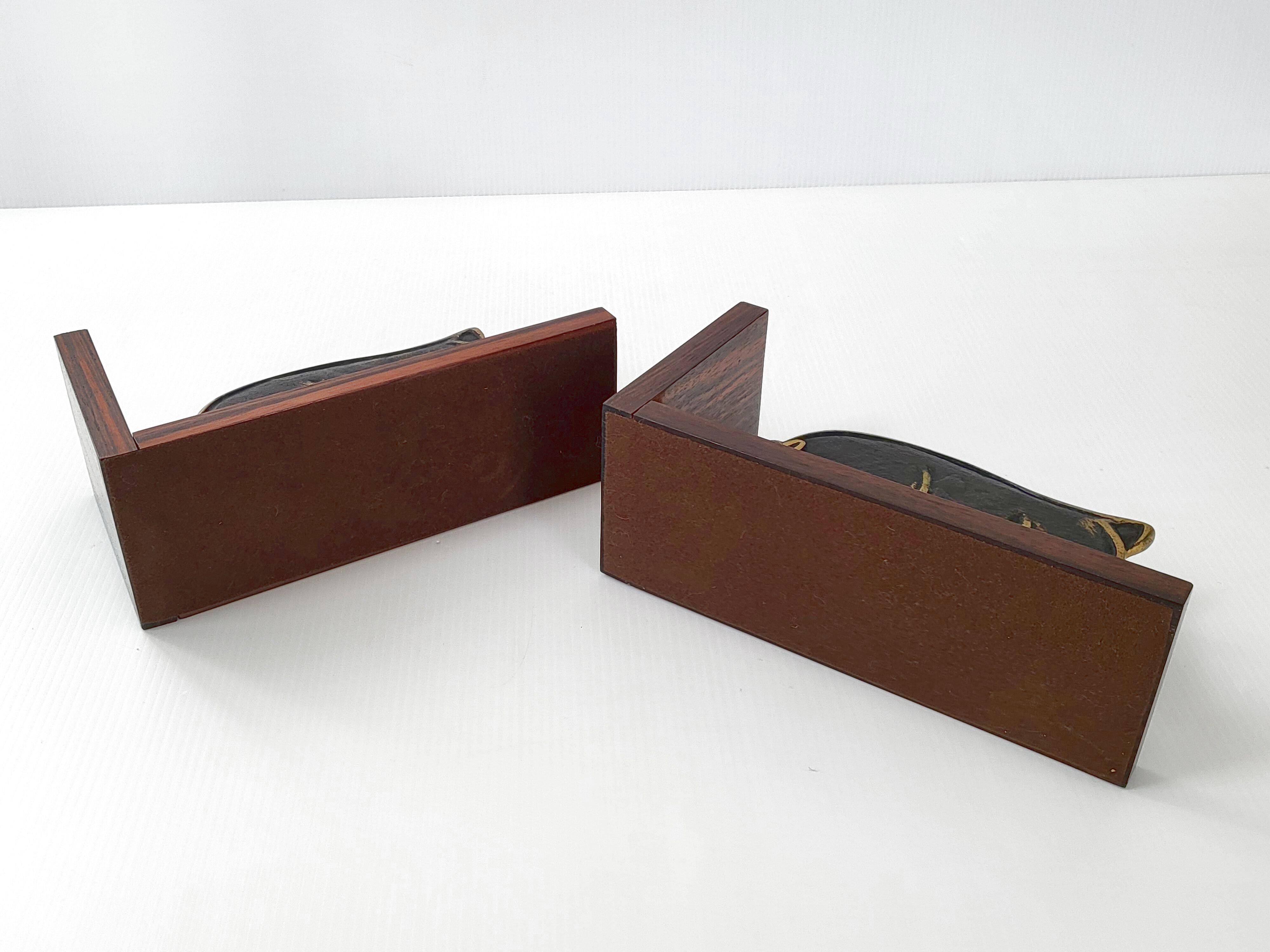 Pair of vintage bulls bookends 1960