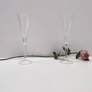 Pair of Vintage Transparent Crystal Flutes attributed to Baccarat