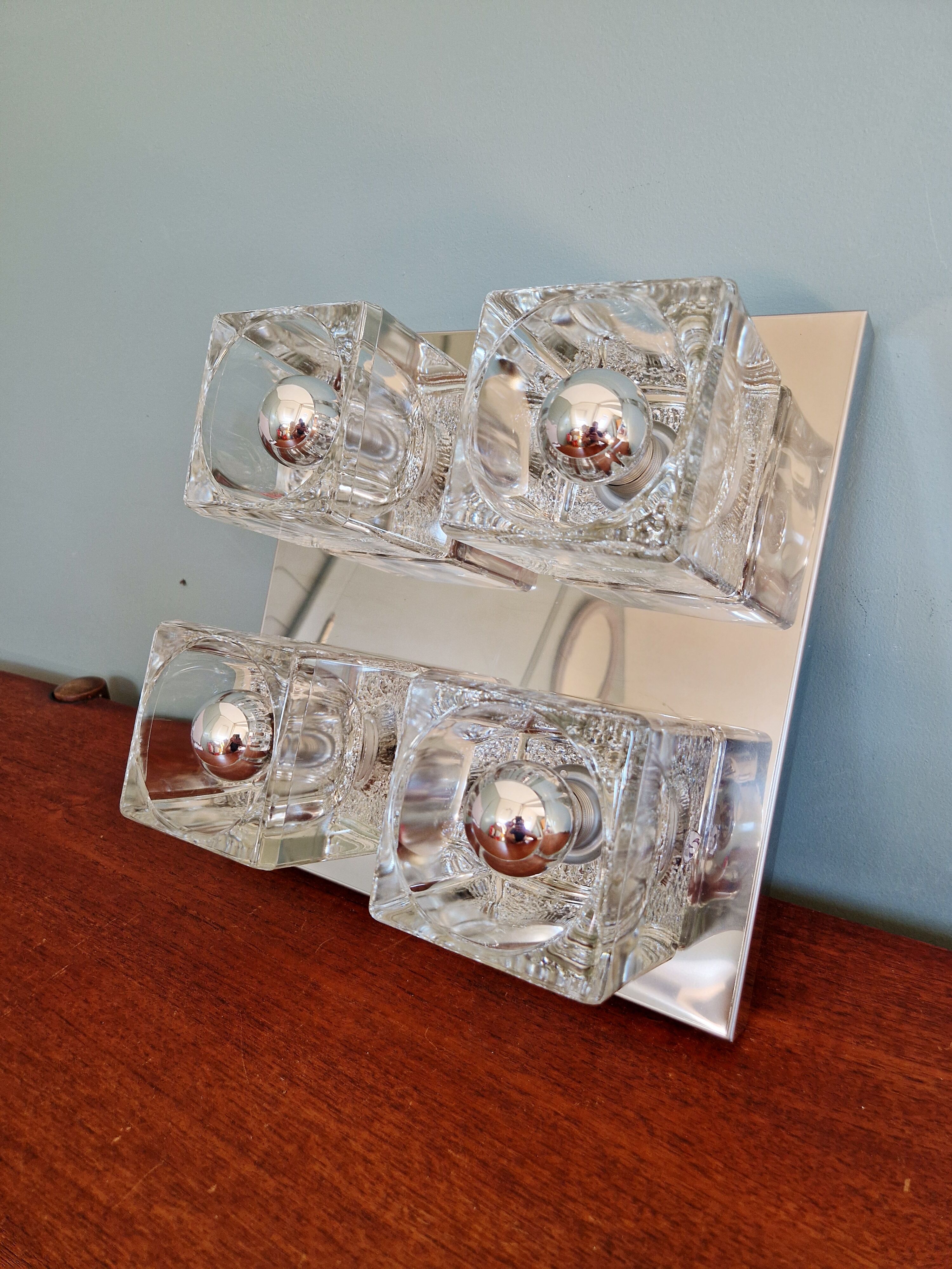 Square ceiling light/wall light Ice Cube, Peill & Putzler, 1970