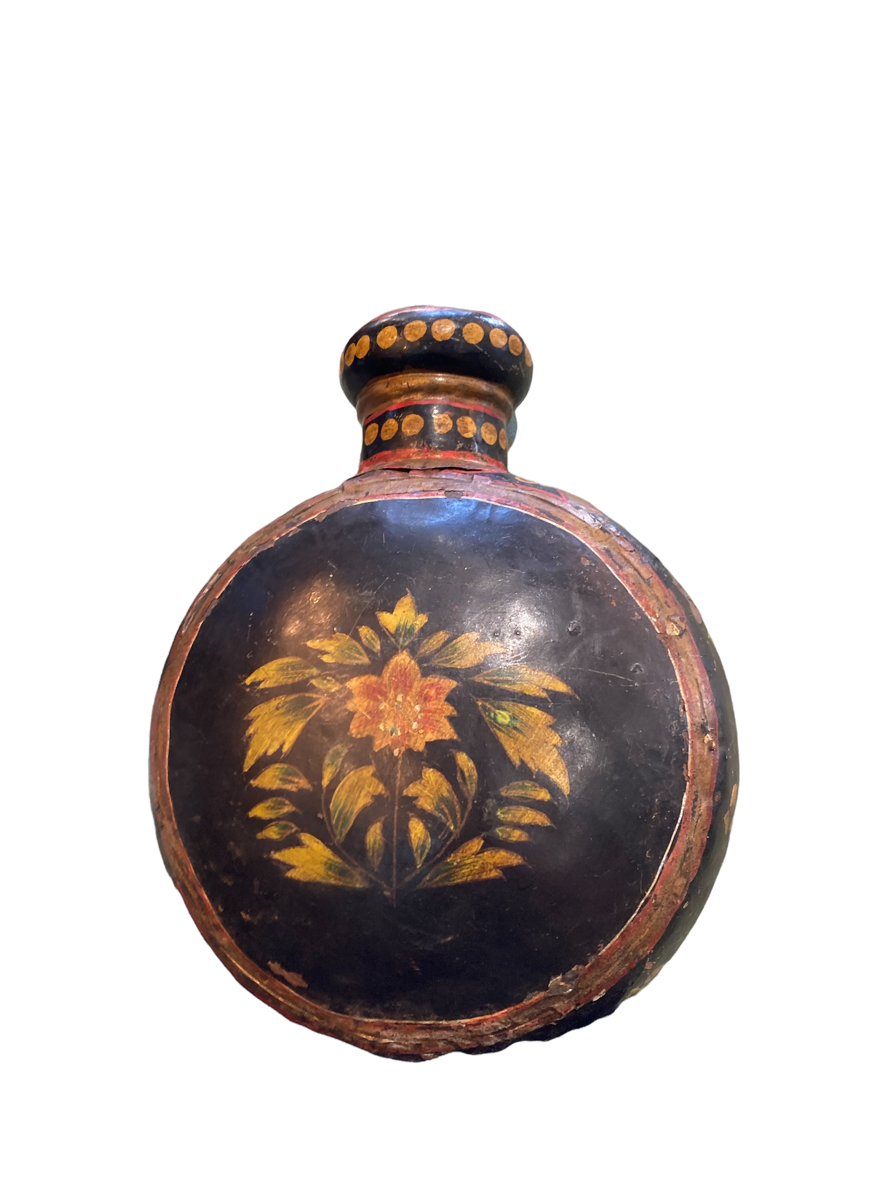 Indian painted metal jar