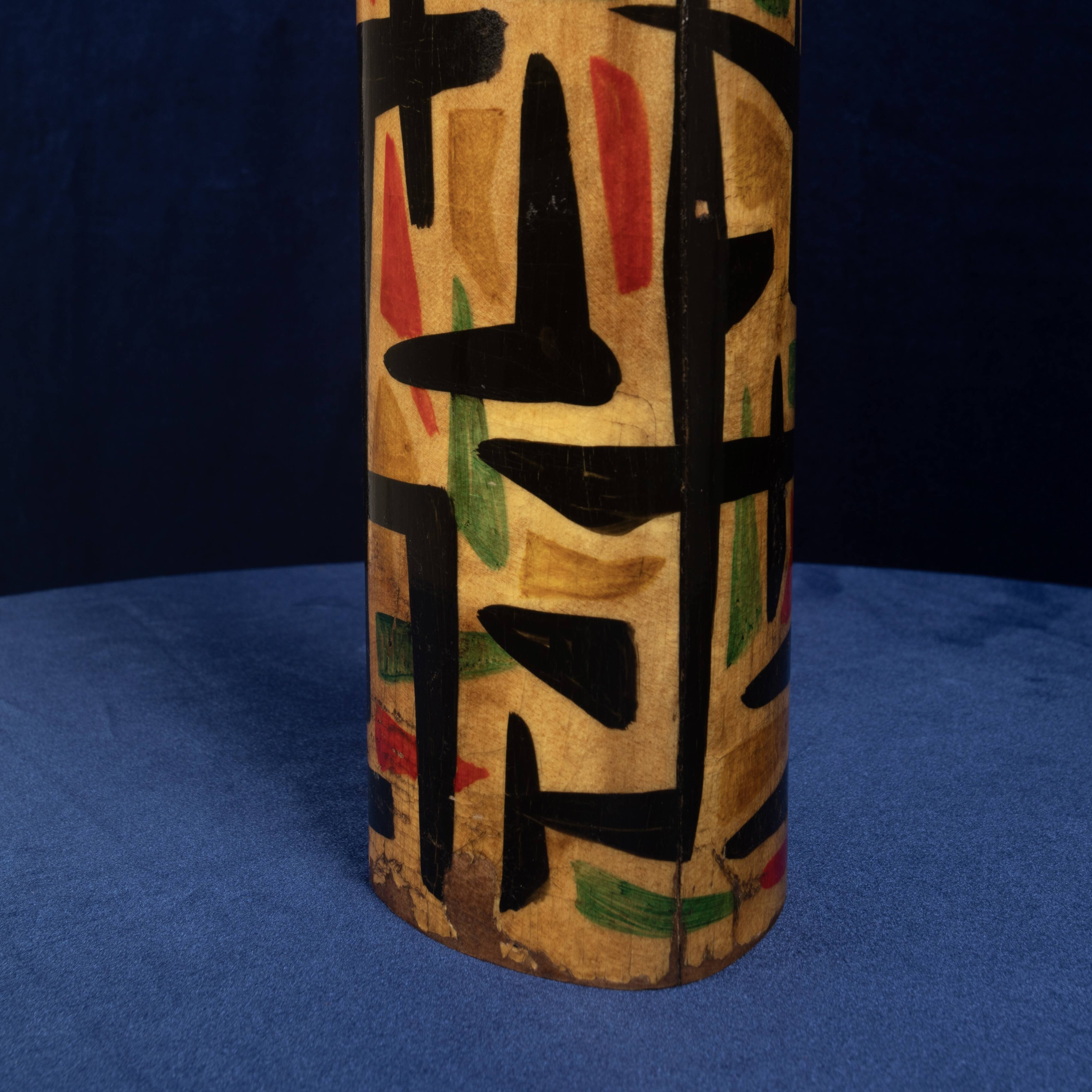 Aldo Tura Mod. 796D Parchment Thermos with Abstract Decoration, 1940