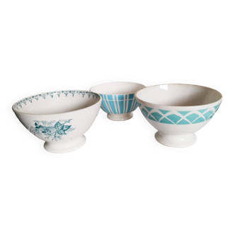 Set of 3 old Sarreguemines earthenware bowls