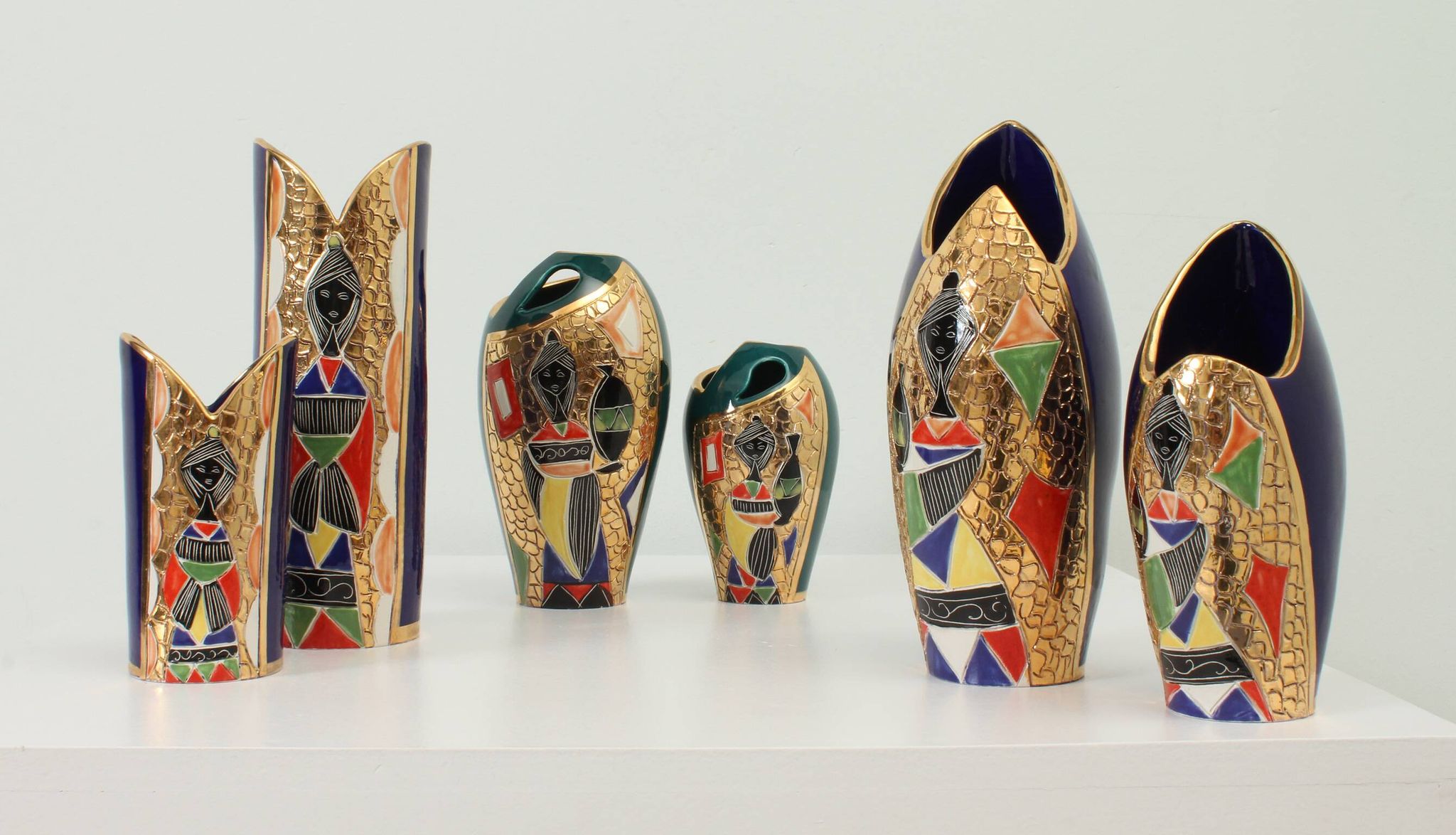 Set of six vases from Sesto di Fiamma, Italy, 1950s.