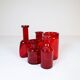 Collection of five rare red vases by Erik Hoglund, Sweden, 1960s.