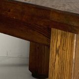 Brutalist square oak side or coffee table, Dutch 1960s