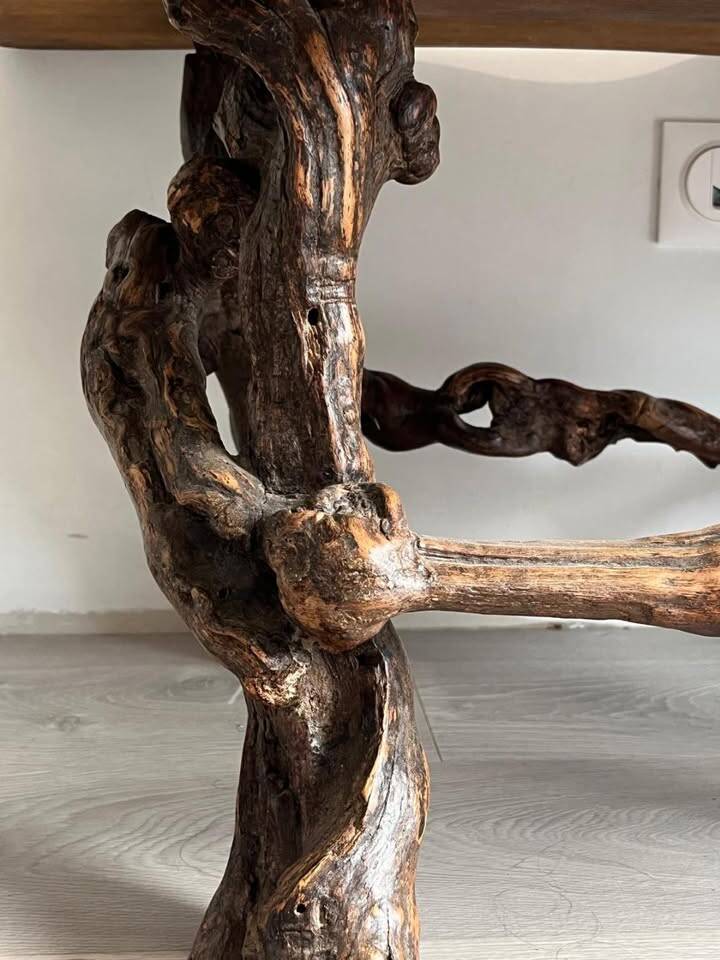 Solid wood coffee table - oak + vine roots