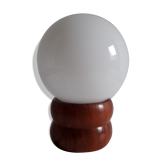 Lampe de chevet bois et opaline