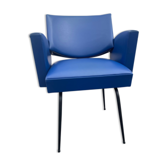 Vintage chair faux blue leather