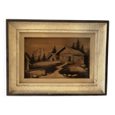 Pyrographed Alpine Table - Mid-Century Folk Art - Chalet Atmosphere