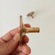 Pair of antique Empire furniture knobs in gilded solid bronze.