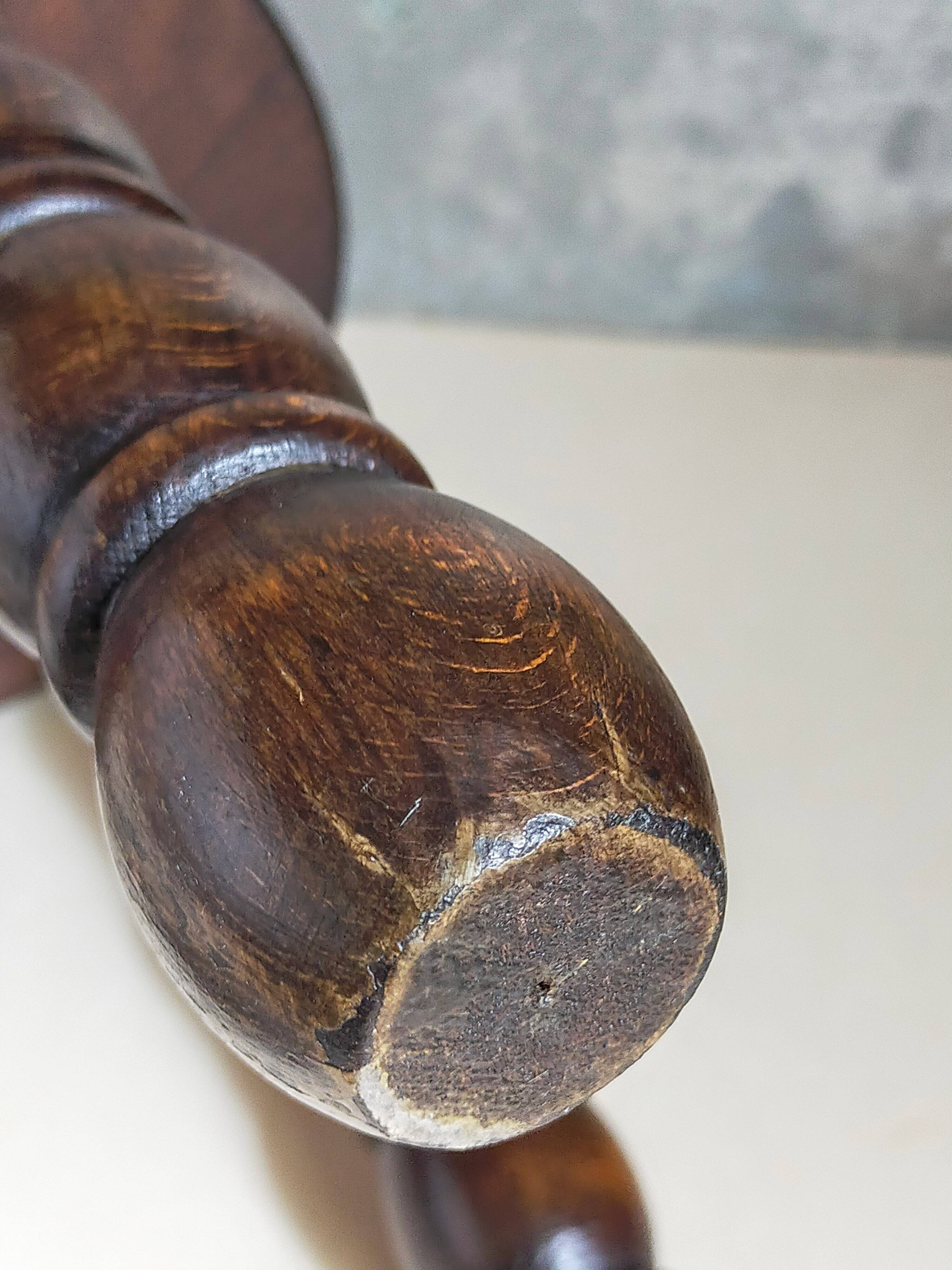 Vintage solid turned wood tripod stool