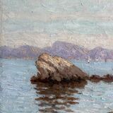 The cornice, marine in oil on wood, early 20th century.