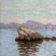 The cornice, marine in oil on wood, early 20th century.