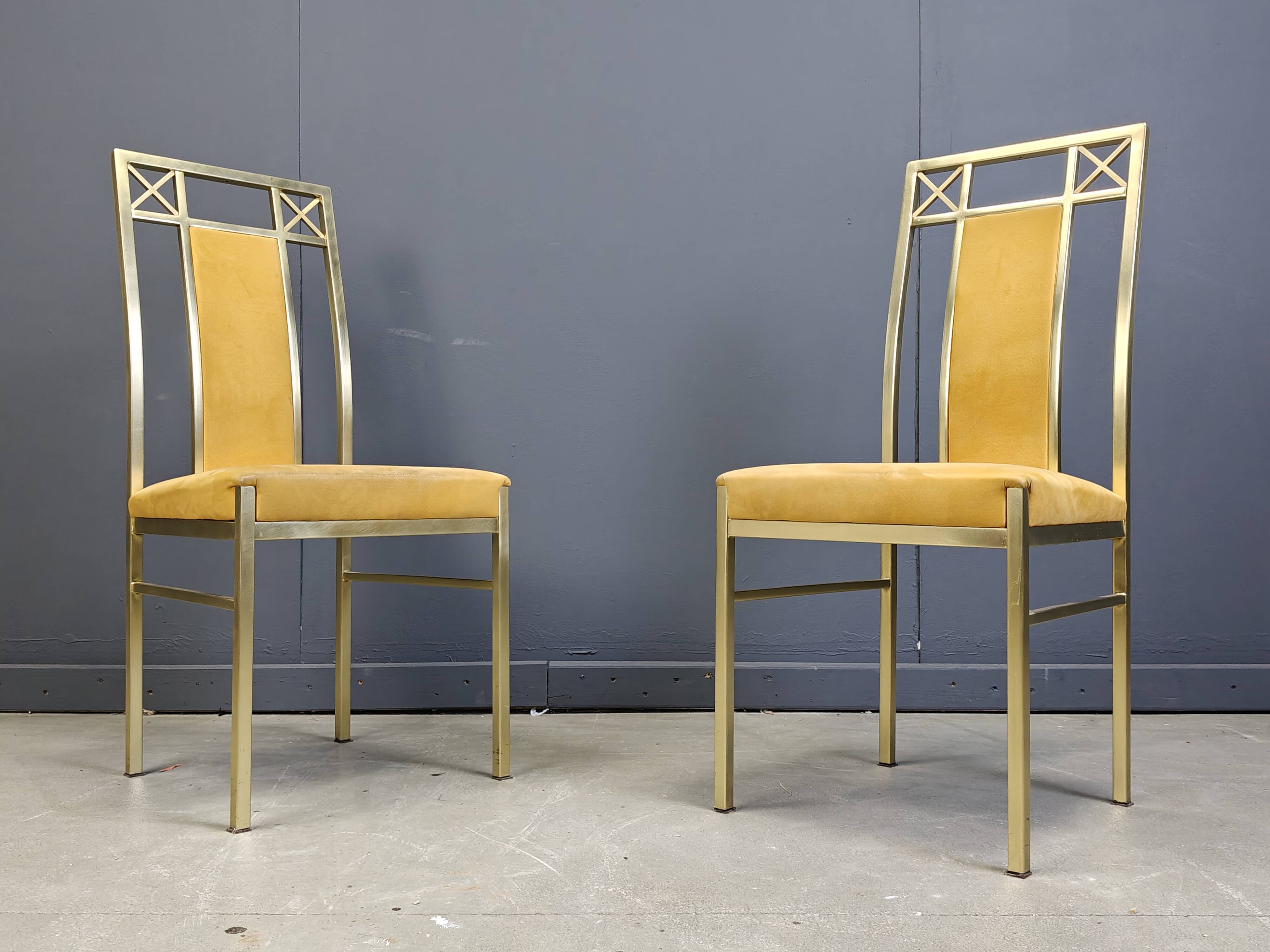 Chaises de salle à manger vintage en laiton de Belgochrom, années 1970