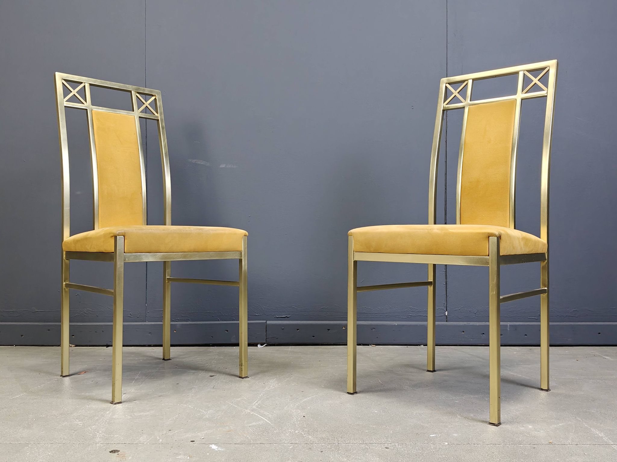 Vintage brass dining chairs by Belgochrom, 1970s